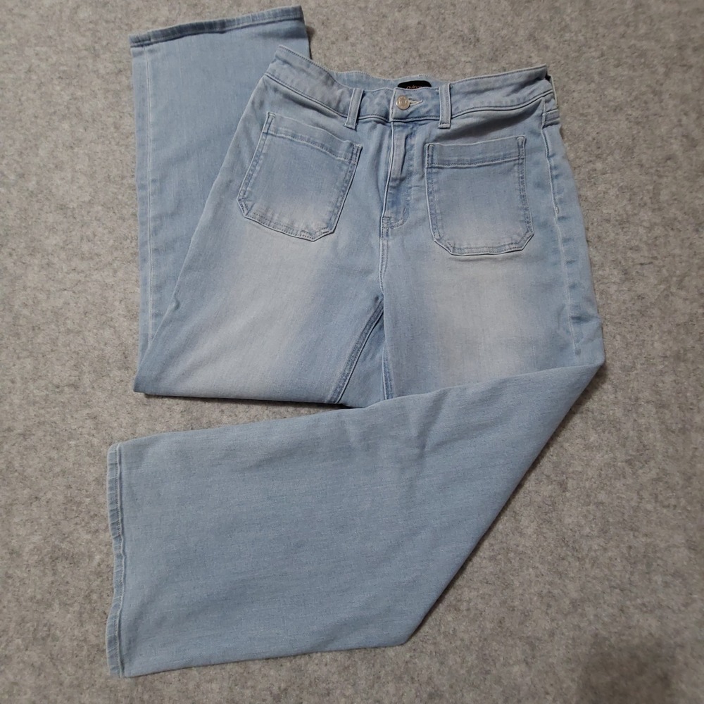 Quince Wide Leg Jeans Women 30 Frosted Blue High Rise Patch Pocket